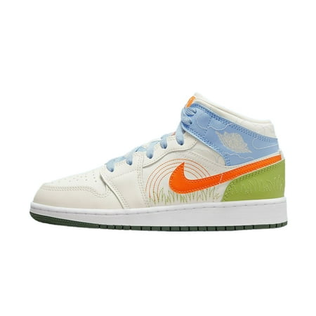 

Big Kid s Jordan 1 Mid SE Stitch Sail/Safety Orange (DX2462 100) - 4