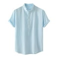 thumbnail image 1 of cfhntfmh Cotton Linen Shirts for Men Summer Short Sleeve Button up Beach T-Shirts Lightweight Solid Collared Tops, 1 of 7