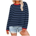 thumbnail image 2 of jjayotai Womens Striped Oversized Sweatshirt, Color Block Crewneck Long Sleeve Shirt Casual Loose Pullover Tops Y2K Clothes, 2 of 5