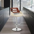 thumbnail image 6 of Armen Living KarterAdjustable Cream Faux Leather and Walnut Wood Bar Stool with Chrome Base, 6 of 6