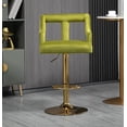 thumbnail image 2 of Kitchen High Bar Chairs with Rivets Detailing Polyester Velvet Bar Stool Chair Set of 1 Height Adjustable Counter Chair with Back Swivel Barstool with Footrest for Counter Kitchen Island(Green), 2 of 8