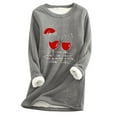 thumbnail image 1 of Offres! Aqestyerly Hauts de Noël pour Femmes Liquidation Mode Féminine Impression de Noël Manches Régulières Hiver Ample Vacances Décontracté Col Rond Chemise Hauts, 1 of 2