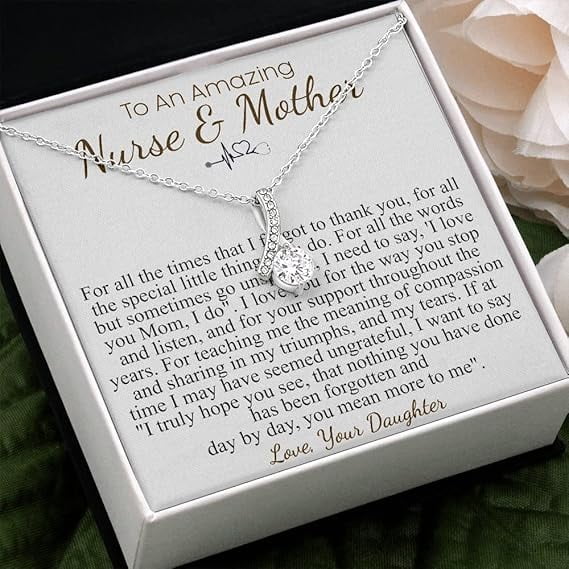 Alluring Necklace Personalized Nurse Mother's Day Gift, To My Nurse Mom Necklace, Nurse Mothers Day Gift From Daughter, Nurse Mom Gift from Son, Nurse Mom