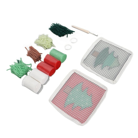 Latch Hook Rug Kit, 14cm Comfortable Touch Cute Christmas Tree Pattern Rich Color Latch Hook Rug For Home