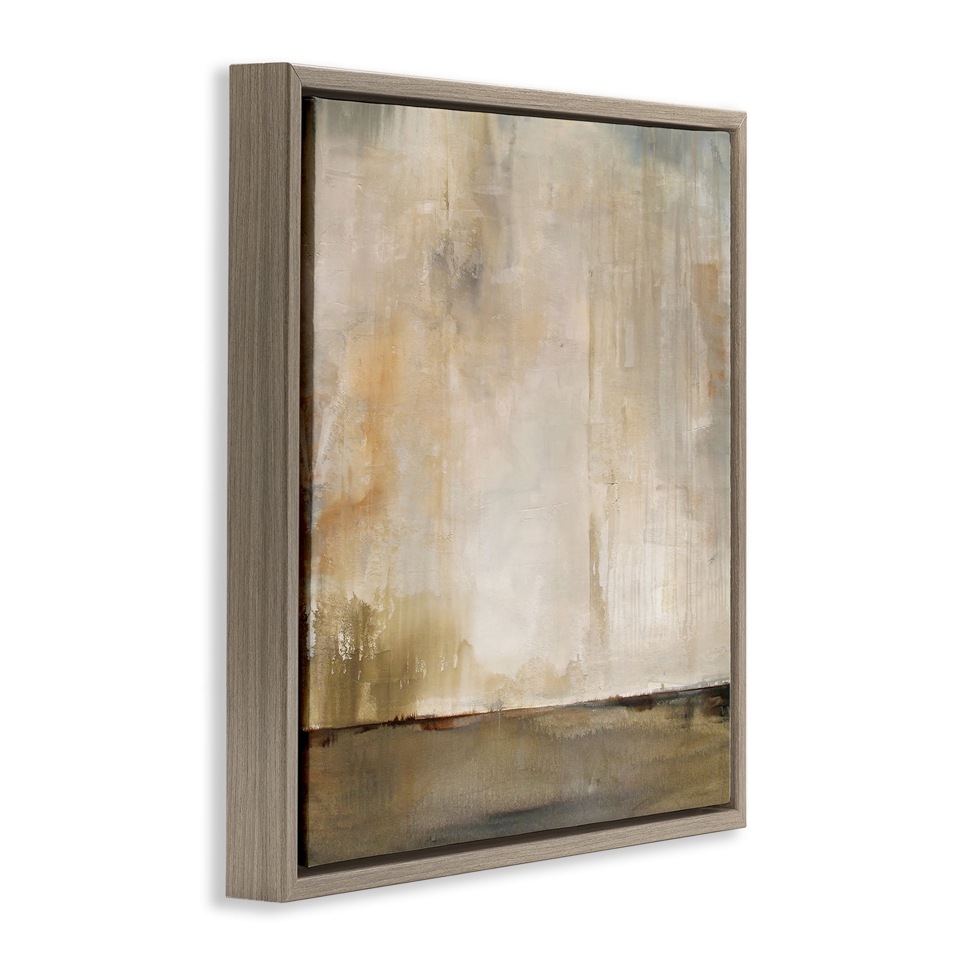 Stupell Industries Abstract Brushed Rustic Abstract Painting Brown Floater Framed Canvas Art Print Wall Art, 18 x 18