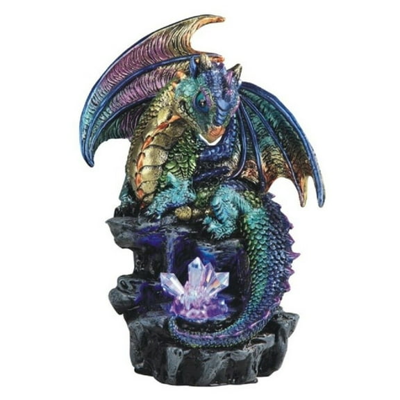 Green and Purple Dragon with LED Light up Crystals Medieval Fantasy Figurine New