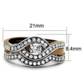 thumbnail image 2 of Two Tone IP Light Brown (IP Light coffee) Stainless Steel Ring with AAA Grade CZ in Clear for Women Clear Stone Color Style TK2953 Size 10, 2 of 5
