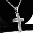 thumbnail image 2 of Mens Curved Cross Rope Chain Silver Tone Micro Pave Pendant Hip Hop Necklace 24", 2 of 5