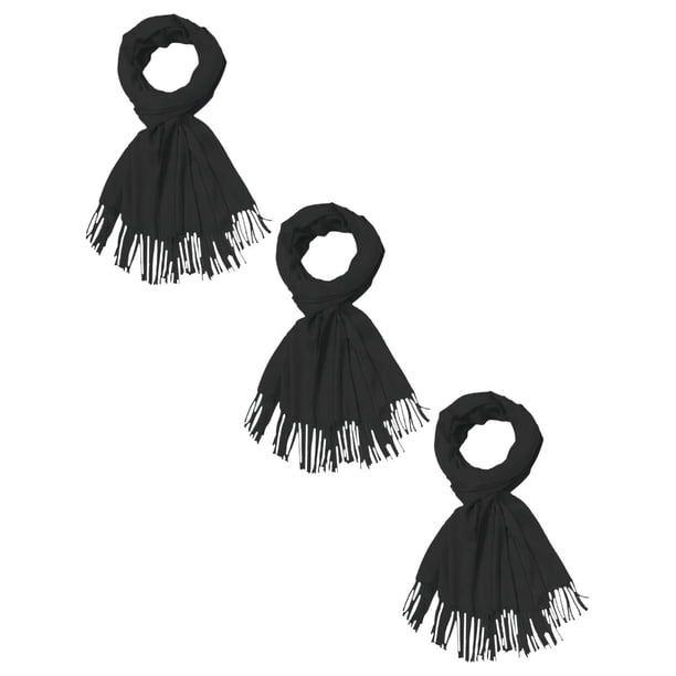Bufanda De Invierno Mujer Suave Diseño De La Tela Liso 3 Piezas Negro Unitalla