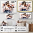 thumbnail image 4 of Designart "Melodies from Cubic Blue and White Guitar" Entertainment Framed Wall Art Decor - Vintage Pink Music Hallway Framed Wall Art Decor, 4 of 6