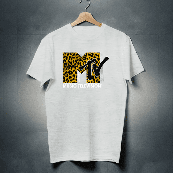 Mtv Logo Cheetah Print Graphic T-Shirt Size S-5XL