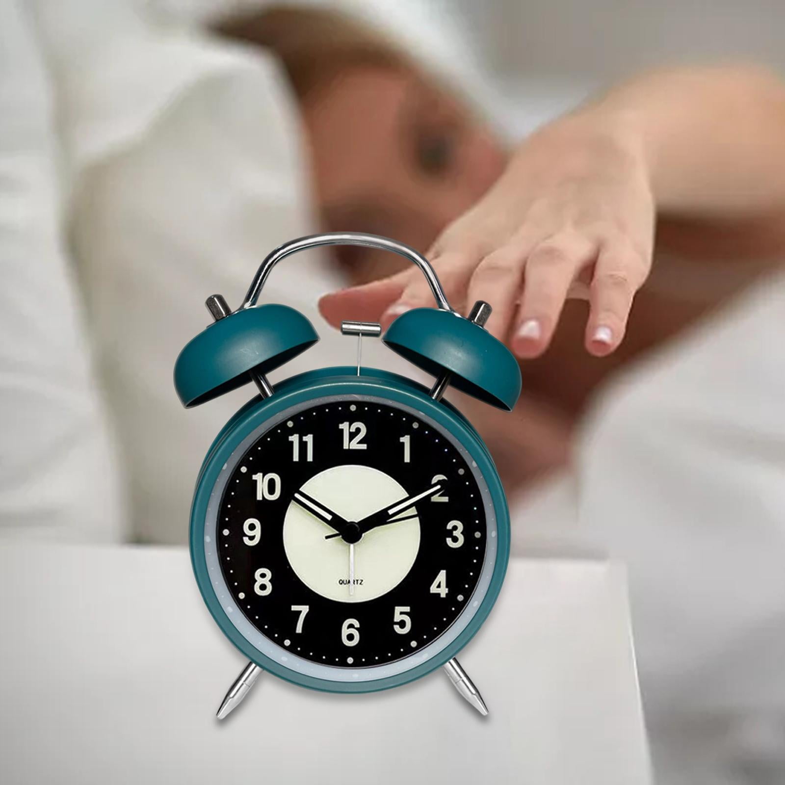 Non Ticking Analog Alarm Clock for Bedroom Nightlight Loud Alarm Clock Green 