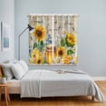 thumbnail image 3 of Yellow Sunflowers Kitchen Curtains Window Panels, Elegant Pastoral Floral Daisy Bees Insulated Window Treatment Curtain, Grommet Curtains for Bedroom/Living Room/Bathroom, 2 Piece 42"Wx63"L, 3 of 8