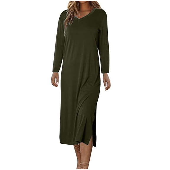 Sexlip Womens Ruched Wrap Midi Dress Long Sleeve Design Stretchy Fabric Relaxed Silhouette for Office Wear Green S