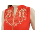 thumbnail image 2 of Bimba Women's Designer Sleeveless Red Embroidered A-Line Kurti With Pockets-4, 2 of 2