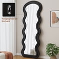 thumbnail image 4 of Black Flannel Wavy Full-Length Floor Mirror, for Bedroom & Living Room, Wall-Mounted or Leaning Design, 4 of 8