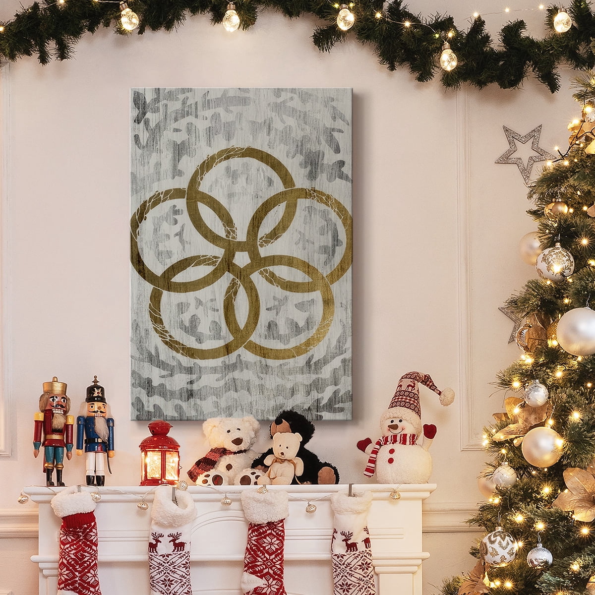 Five Golden Rings - Gold Leaf Holiday- Gallery Wrapped Canvas