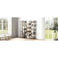 thumbnail image 3 of CoSoTower Triple Wide 5-shelf Bookshelves Industrial Retro Wooden Style Home and Office Large Open Bookshelves, Rustic Brown, 69.3’’W x 11.8’’D x 70.1’’H, 3 of 9