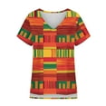 thumbnail image 6 of JTZGDY Western Shirts for Women Vintage African Dashiki Print Summer Short Sleeve Casual V Neck Contrast Color Ethnic T-Shirts Trendy Ladies Flowy Tunic Blouse Orange#04 S, 6 of 6