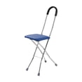 thumbnail image 3 of Taburete de caña plegable con asiento de caña y 4 patas, cómodo asa, silla plegable, silla de caña Azul, 3 of 8