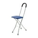 thumbnail image 1 of Taburete plegable de caña con 4 patas y asa cómoda. Silla plegable de caña. Azul, 1 of 9