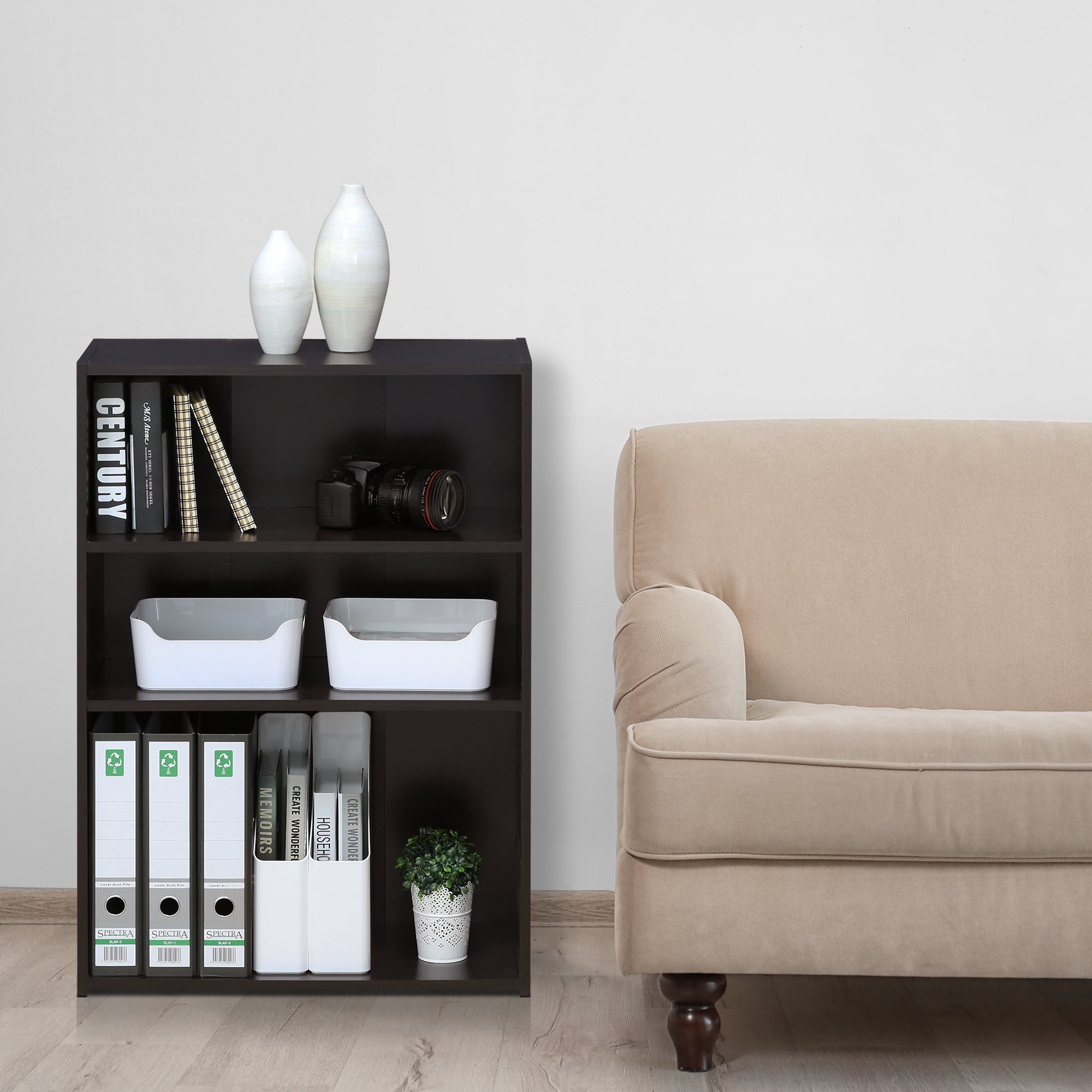 Furinno 17060SCC Wright Adult 3-Shelf Standard Bookcase, Cinnamon Cherry