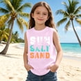 thumbnail image 2 of OSOLU Children Girls Tank Tops Crew Neck Coconut Tree Letter Gradient Print Outdoor Play Lightweight Sleeveless Fashion Vacation Tops, 2 of 6
