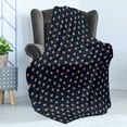 thumbnail image 4 of Fox Soft Flannel Fleece Throw Blanket, Orange Small Forest Animal Portraits Pattern on Abstract Dotted Blue Backdrop, Cozy Plush for Indoor and Outdoor Use, 70" x 90", Navy Blue Orange, by Ambesonne, 4 of 5