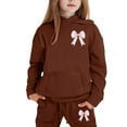 thumbnail image 3 of Tiijoy Little Girls Sweatsuit Bow Hooded Sweatshirt Jogger Pants Set, Sizes 6-7, 3 of 3