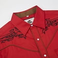 thumbnail image 4 of COEVALS CLUB Men's Western Cowboy Embroidered Shirts Long Sleeve Pearl Snap Dress Button up Cotton Shirts P1-4 Red Small, 4 of 7