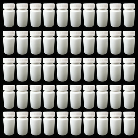 60 Caps Supplement Pills - 50 Empty Plastic Pill Bottles Cap Medicine Container Vitamin Capsule Case Holder