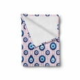thumbnail image 2 of Evil Eye Soft Flannel Fleece Throw Blanket, Protective Turkish Bead in Different Shapes Checkered Backdrop, Cozy Plush for Indoor and Outdoor Use, 50" x 60", Pale Pink Blue White, by Ambesonne, 2 of 6