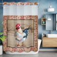 thumbnail image 6 of No Hook Shower Curtains with Snap-in Liner Set, Farmhouse Roosters Waterproof Hotel Style Bathroom Shower Curtain, Vintage Farm Chicken Pink Leaves Breathable Mesh Top Window Bath Curtains 60''x72'', 6 of 9