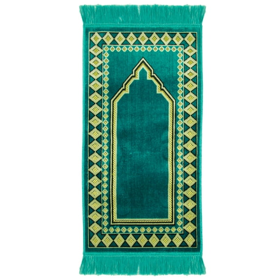 Turquoise Diamond Archway Kids Prayer Rug Mat For Children Sajada Junior