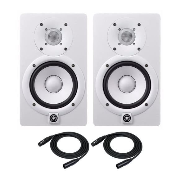 Par de monitores de estudio Yamaha HS5 Powered, blancos, con cables XLR