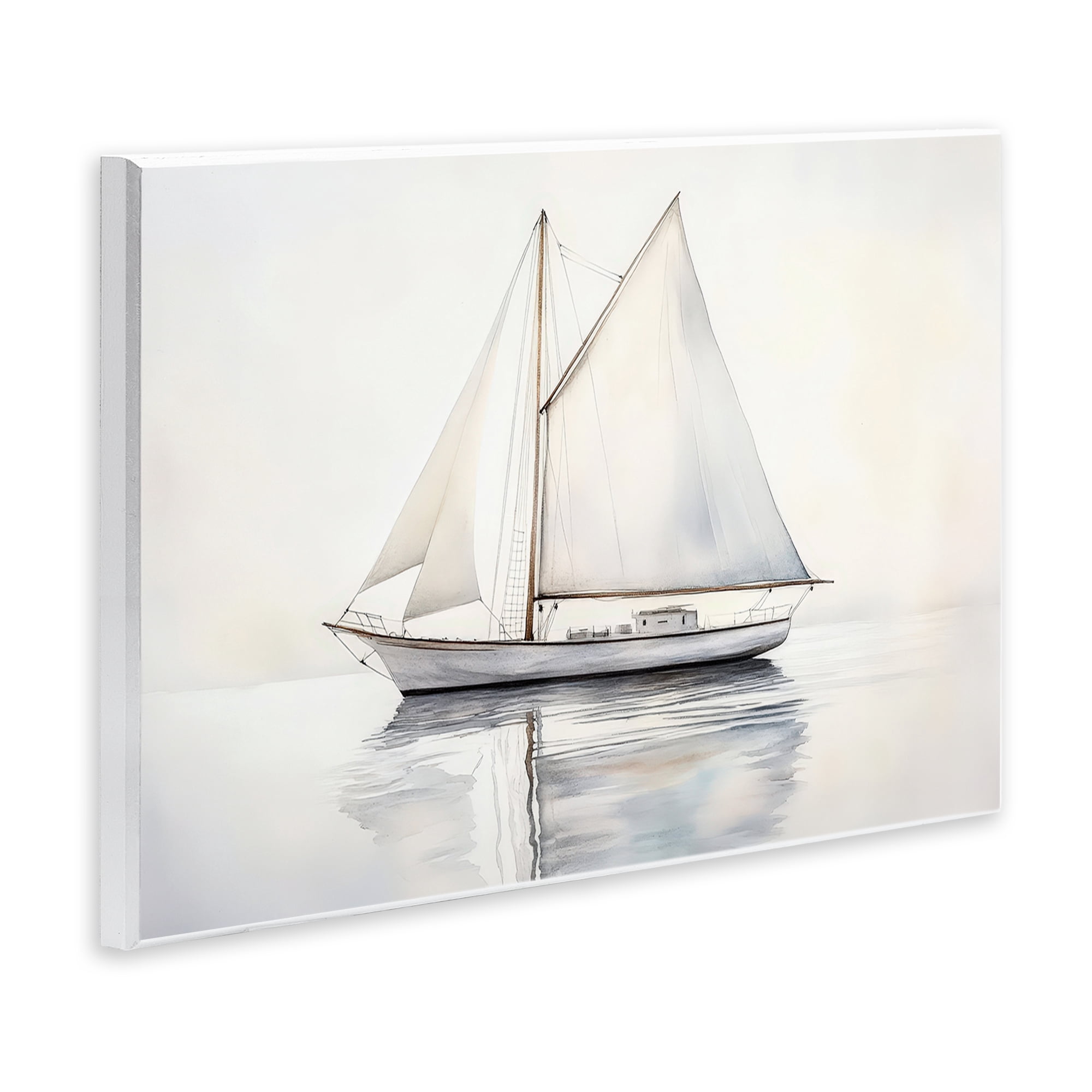 Stupell Industries Neutral Sailboat Reflection Wall Plaque Art, design by Petal Prints Design