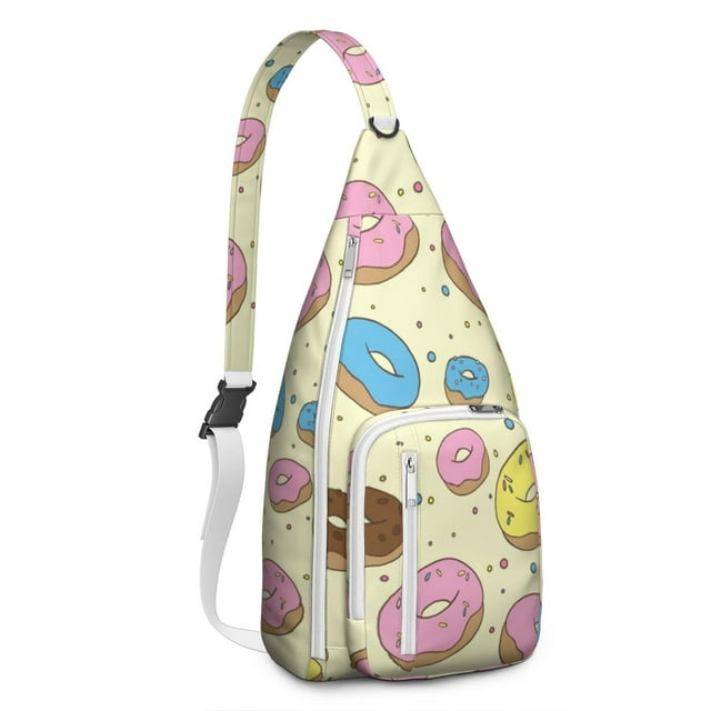 Cake & Donut Sling Backpack – Delicious Dessert Design Shoulder Bag, Fashionable Water-Resistant Daypack
