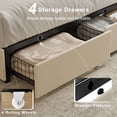 thumbnail image 5 of GUNAITO Full Size Bed Frame with 4 Storage Drawers, Upholstered LED Bed with USB Ports, Modern Bed with Headboard Noise Free Platform Bed with Metal Frame, Beige, 5 of 9