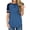 Blue, variant on Women's Short Sleeve T Shirts Striped Blouse Color Block Casual Tops