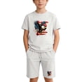 thumbnail image 2 of Boys White 2 Piece Cotton Outfit Set Short Sleeve T Shirt and Elastic Waist Shorts Kids Summer Clothing,Size 7 T, 2 of 9
