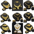 thumbnail image 2 of HOOUN 4Pcs 24k Gold Plated Bridal Necklace Earrings Ring Bracelets Women's Jewelry :yy-03, 2 of 8