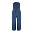thumbnail image 5 of WULMLEO Womens Cotton Jumpsuits Sleeveless Casual Wide Leg Capri Rompers Baggy Button Down V Neck Summer Overalls Pockets Navy S, 5 of 7