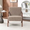thumbnail image 2 of Leumius Mid Century Modern Accent Chair,Upholstered Reading Armchair with Solid Wood Frame,Accent Chair for Living Room Bedroom Apartment, Easy Assembly,Light Coffee, 2 of 12