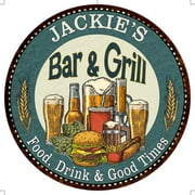 JACKIE'S Bar and Grill 12" Round Metal Sign Kitchen Wall Decor 200120023297