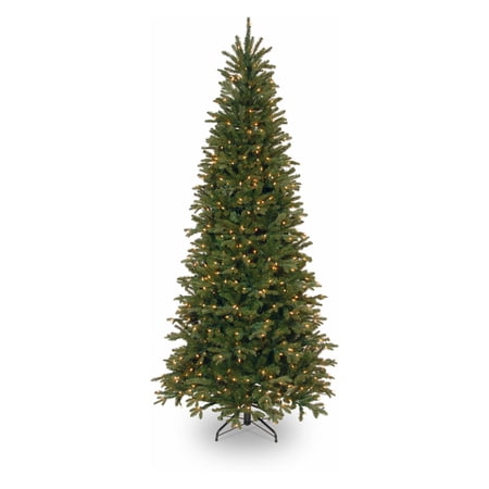 National Tree Pre-Lit 6-1/2' Feel-Real Tiffany Fir Slim Hinged Artificial Christmas Tree