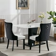 thumbnail image 2 of GAKMCIL PU Leather Dining Chairs(Set of 2),Modern Velvet Wood Dining Chair with Nailhead Back and Ring Pull Trim,Solid Wood Legs,350lb Load for Dining Room,Kitchen and Living Room(White&Black), 2 of 12