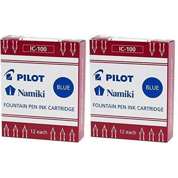 Pilot Namiki IC100 Fountain Pen Ink Cartridge, Blue, 12 Cartridges per Pack (Pack of 2)