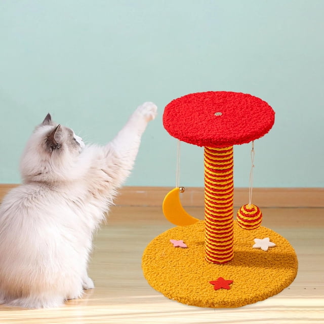 Rascador vertical para gatos con bolas colgantes, decoración del hogar, compacto y resistente, de sisal, para que hagan ejercicio.