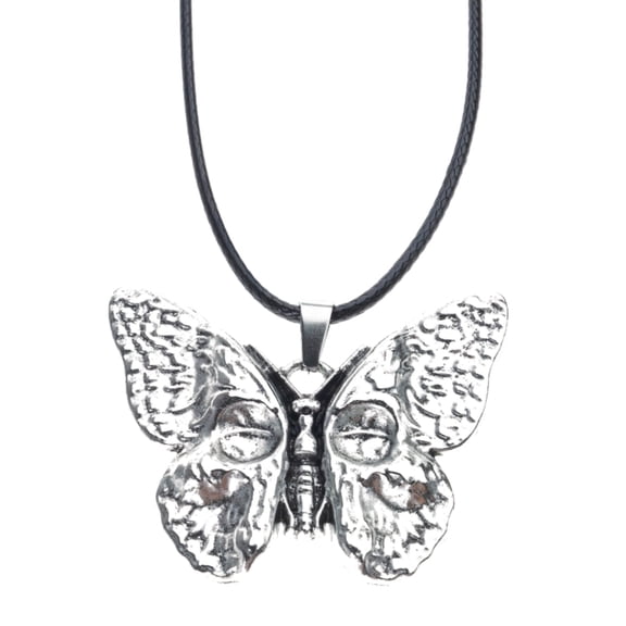 Symbolic Goth Jewelry Necklace Alloy Construction Feature Themed Skull Butterfly Pendant Neck Chain