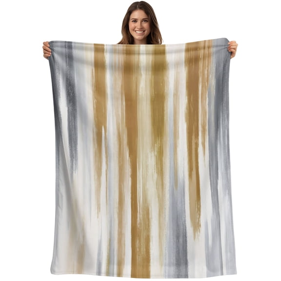Throw Blanket Brown Grey Blankets and Throws, Abstract Art Texture Blanket for Couch Bed Sofa Chair, Soft Cozy Warm Flannel Fleece Blankets for All Season Home Decor 40x50 Inch